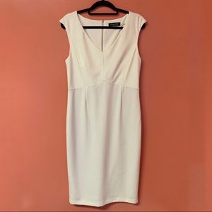 Ivanka Trump Cream v neck fitted pencil midi dress
